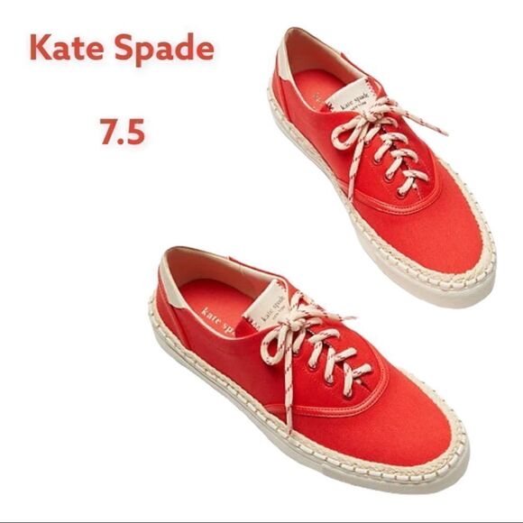 KATE SPADE espadrille lace sneakers coral rose 7.5 - Picture 1 of 13